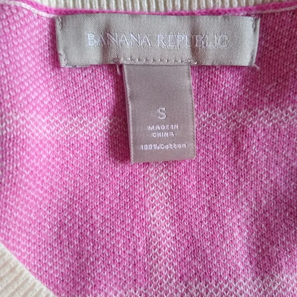 Banana Republic Pink Grid Peplum Sweater 100% Cotton Size Small - Picture 6 of 7